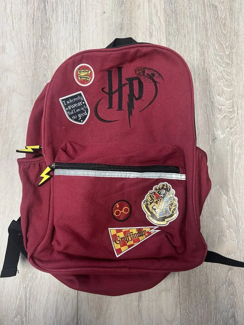 Harry Potter Gryffindor Backpack Burgundy HP Hogwarts Laptop Book Bag Patches
